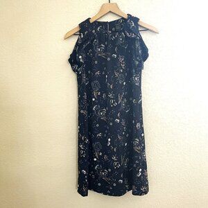 Ann Taylor Factory Navy Blue Floral Sleeveless Dress 0